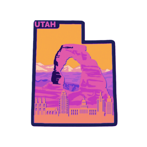 Layered State Utah Home Décor decoration My Custom Designs Hot Pink 12"