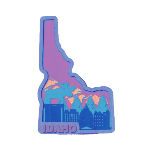 Layered State Idaho Home Décor decoration My Custom Designs Coral 12"