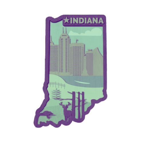 Layered State Indiana Home Décor decoration My Custom Designs Seafoam 12"