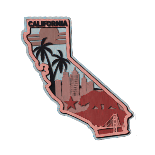 Layered State California Home Décor decoration My Custom Designs Heather red 12"