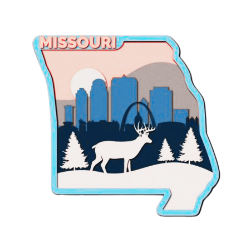 Layered State Missouri Home Décor decoration My Custom Designs Heather red 12"