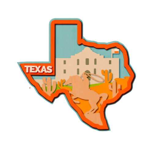 Layered State Texas Home Décor decoration My Custom Designs Orange 12"