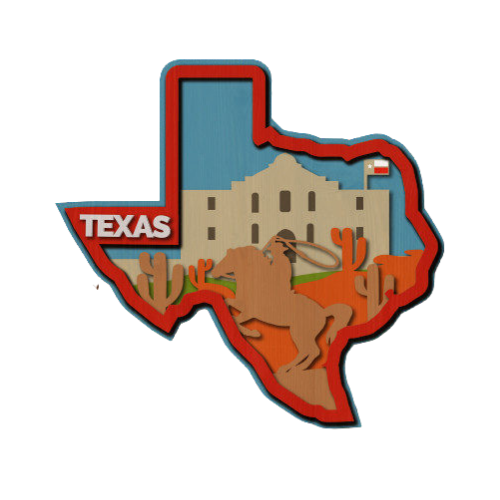 Layered State Texas Home Décor decoration My Custom Designs Heather red 12"