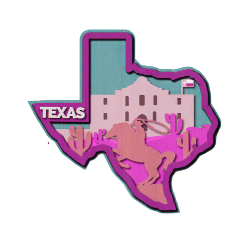 Layered State Texas Home Décor decoration My Custom Designs Pink 12"