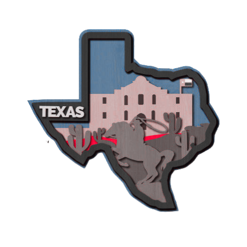 Layered State Texas Home Décor decoration My Custom Designs Off White 12"