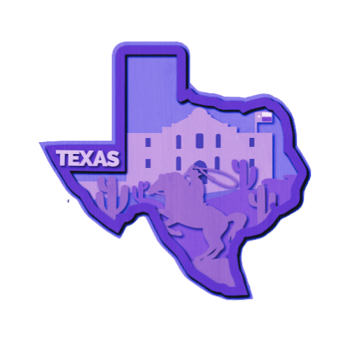 Layered State Texas Home Décor decoration My Custom Designs Purple 12"