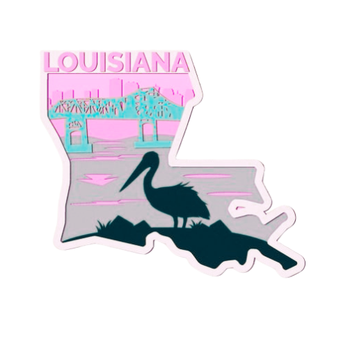 Layered State Louisiana Home Décor decoration My Custom Designs Pink 12"