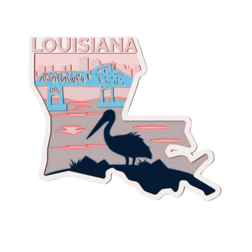 Layered State Louisiana Home Décor decoration My Custom Designs Heather red 12"