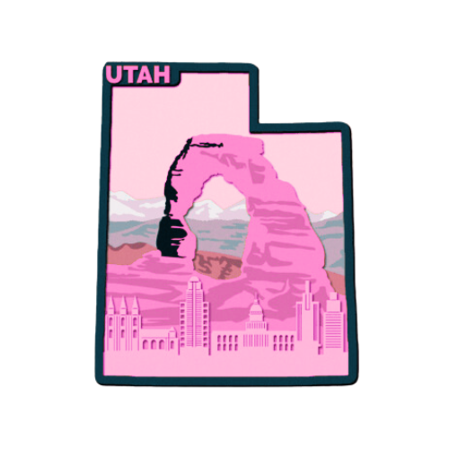 Layered State Utah Home Décor decoration My Custom Designs Pink 12"