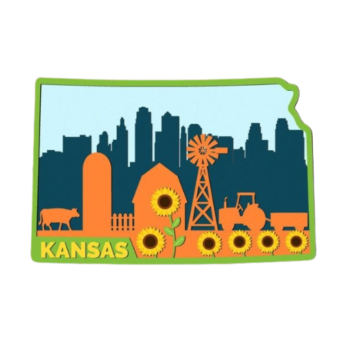 Layered State Kansas Home Décor decoration My Custom Designs Hyperblue 12"