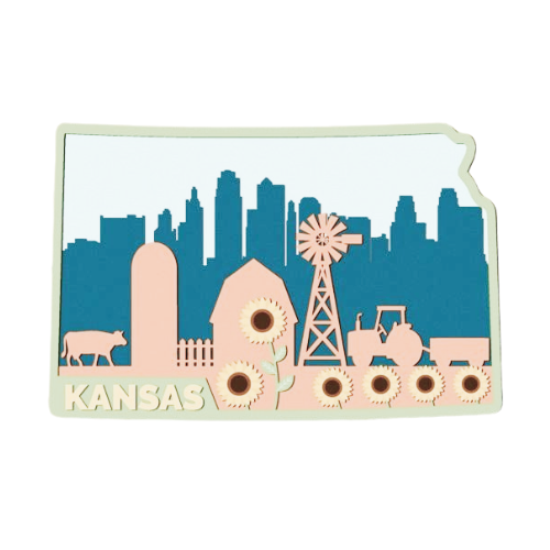 Layered State Kansas Home Décor decoration My Custom Designs Off White 12"
