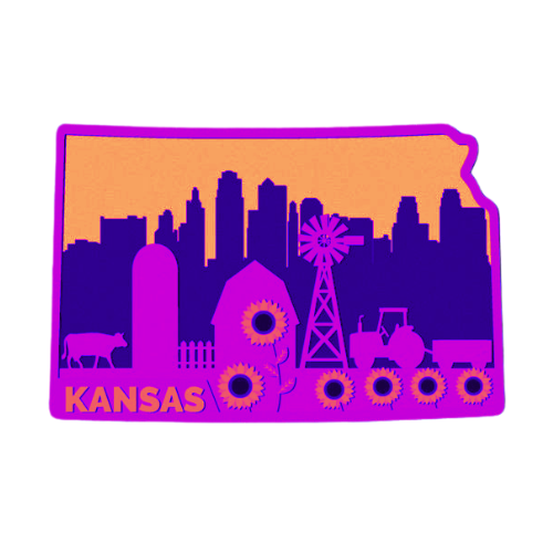Layered State Kansas Home Décor decoration My Custom Designs Hot Pink 12"