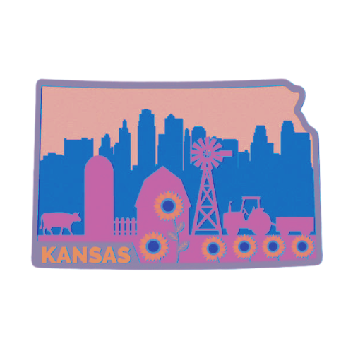 Layered State Kansas Home Décor decoration My Custom Designs Coral 12"