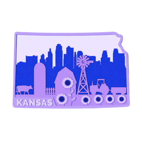 Layered State Kansas Home Décor decoration My Custom Designs Purple 12"