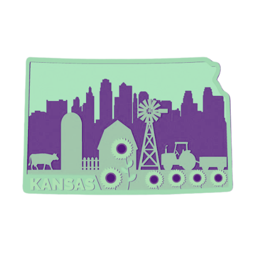 Layered State Kansas Home Décor decoration My Custom Designs Seafoam 12"