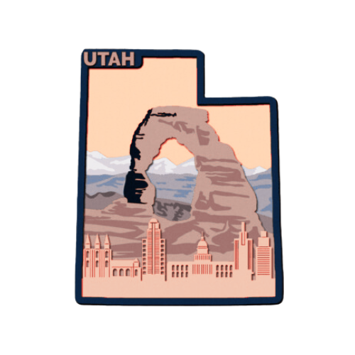 Layered State Utah Home Décor decoration My Custom Designs Heather red 12"