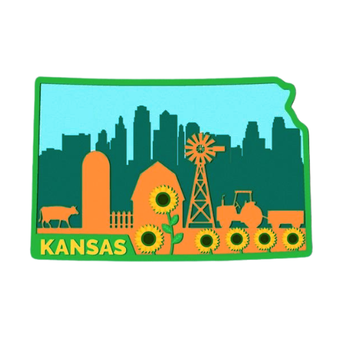 Layered State Kansas Home Décor decoration My Custom Designs Green 12"