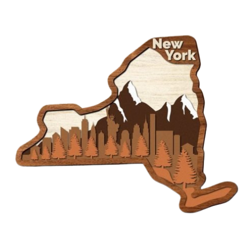 Layered State New York Home Décor decoration My Custom Designs Bark 12"
