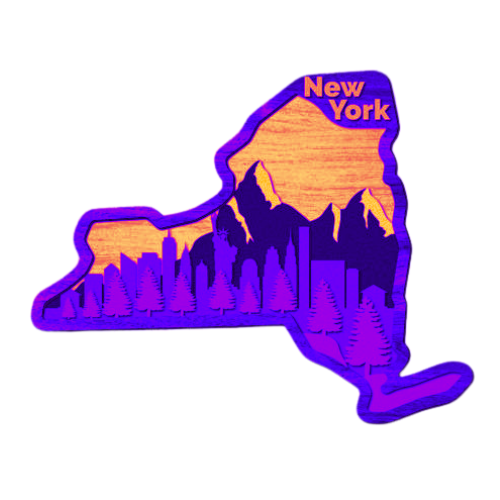Layered State New York Home Décor decoration My Custom Designs Hot Pink 12"