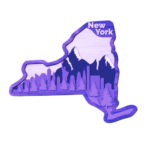Layered State New York Home Décor decoration My Custom Designs Purple 12"