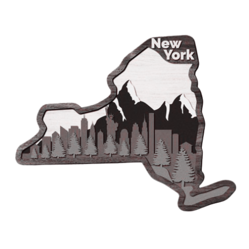 Layered State New York Home Décor decoration My Custom Designs Off White 12"