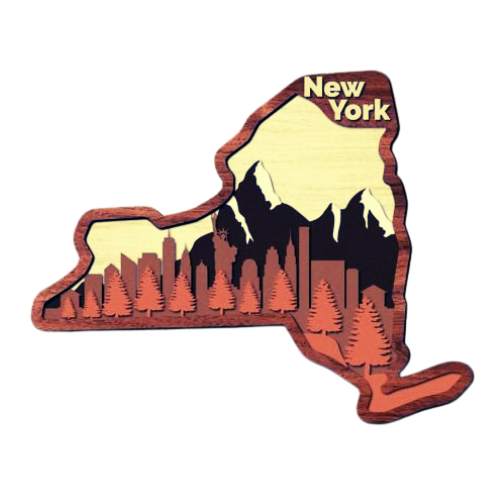 Layered State New York Home Décor decoration My Custom Designs Rust 12"