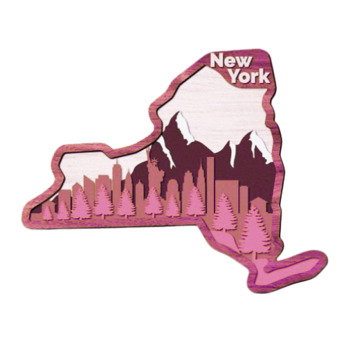 Layered State New York Home Décor decoration My Custom Designs Pink 12"