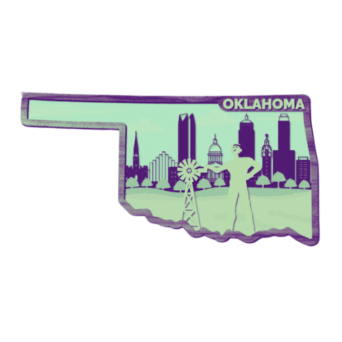 Layered State Oklahoma Home Décor decoration My Custom Designs Seafoam 12"