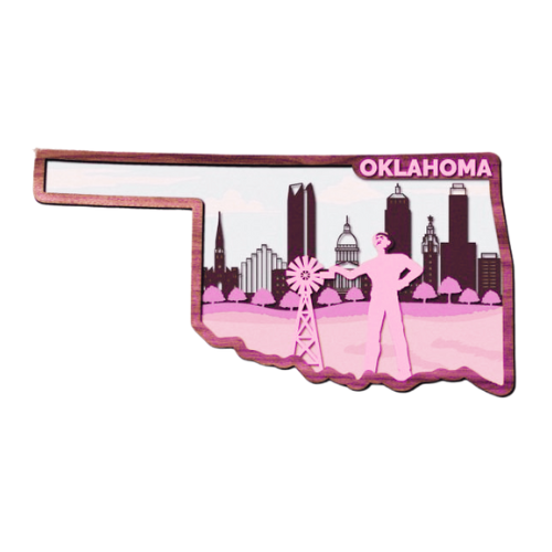 Layered State Oklahoma Home Décor decoration My Custom Designs Pink 12"