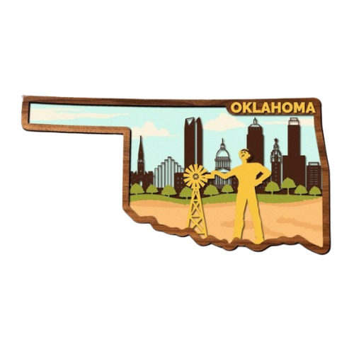 Layered State Oklahoma Home Décor decoration My Custom Designs Bark 12"