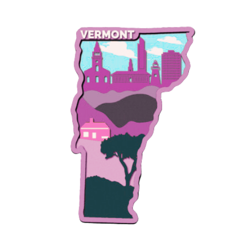 Layered State Vermont Home Décor decoration My Custom Designs Pink 12"