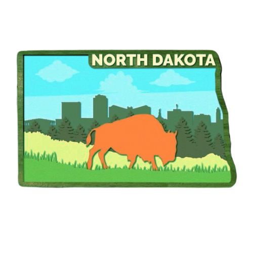 Layered State North Dakota Home Décor decoration My Custom Designs Green 12"