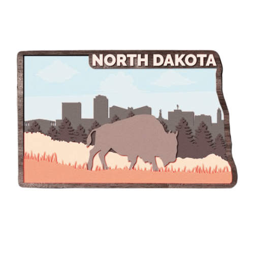Layered State North Dakota Home Décor decoration My Custom Designs Cardinal Red 12"