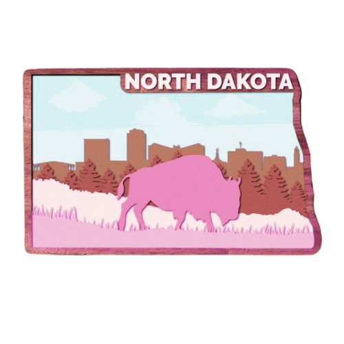 Layered State North Dakota Home Décor decoration My Custom Designs Pink 12"