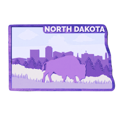 Layered State North Dakota Home Décor decoration My Custom Designs Purple 12"