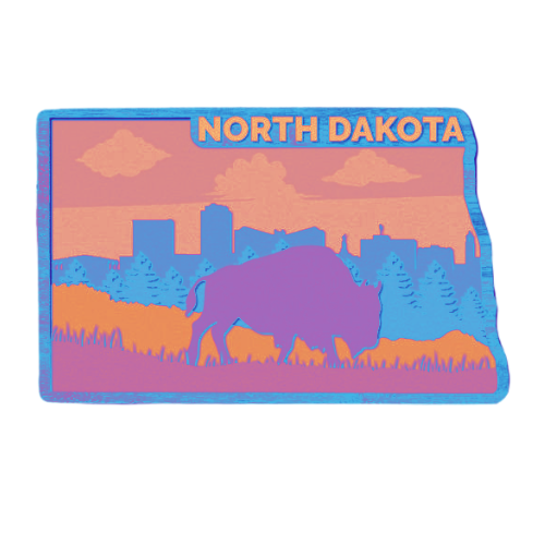 Layered State North Dakota Home Décor decoration My Custom Designs Coral 12"