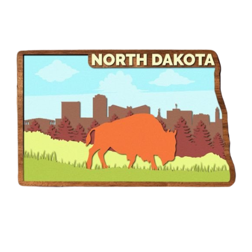 Layered State North Dakota Home Décor decoration My Custom Designs Bark 12"