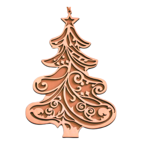 Swirl Christmas Tree Ornament OrnAMENT My Custom Designs Coral Bass Wood