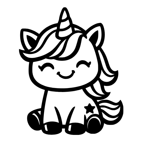 Cute Unicorn Smiling - Vector Graphics - Digital File