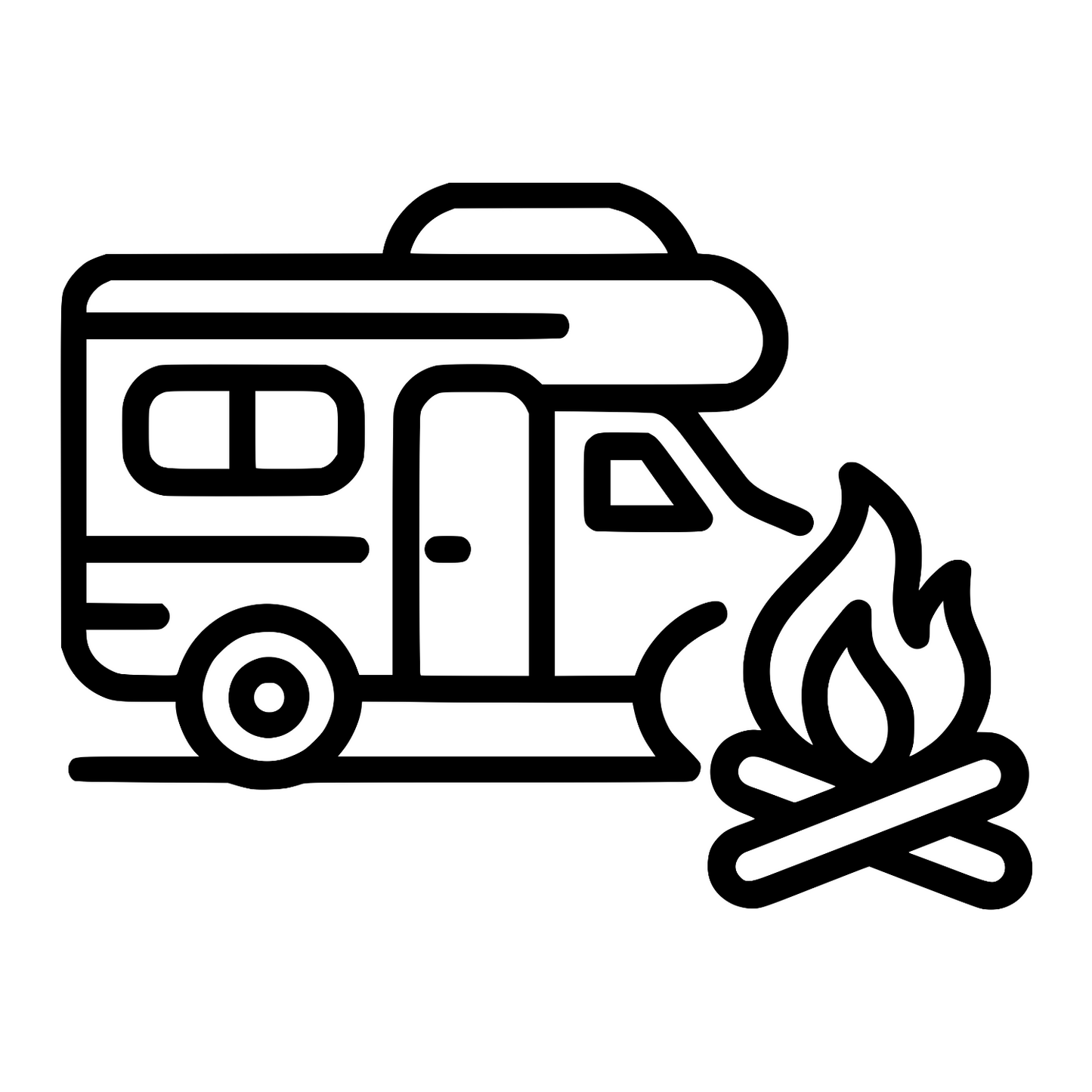 RV With Campfire Sketch - Digital File - XCS Friendly Digital My Custom Designs PNG