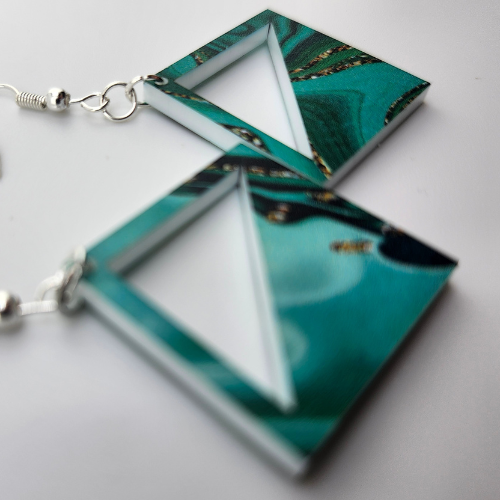 Customizable 2 Tone (White) Green Golden Drip Earrings My Custom Designs