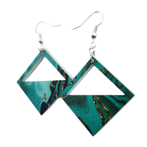 Customizable 2 Tone (White) Green Golden Drip Earrings My Custom Designs