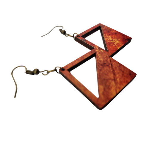 Hyper Triangle Sunburnt Wood Earrings My Custom Designs