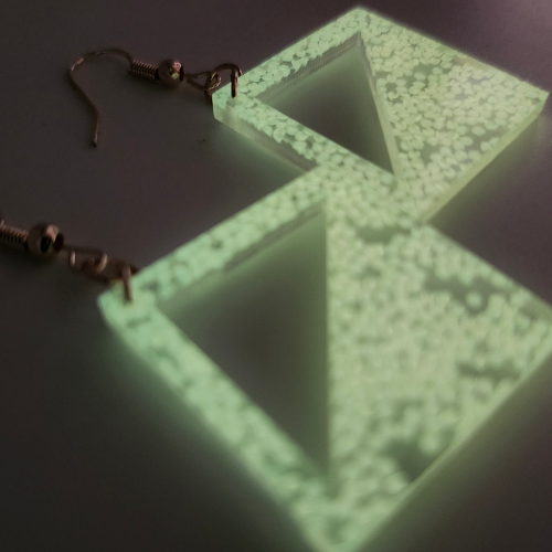 Hyper Triangle Pink Spotted Glow in the Dark Earrings My Custom Designs