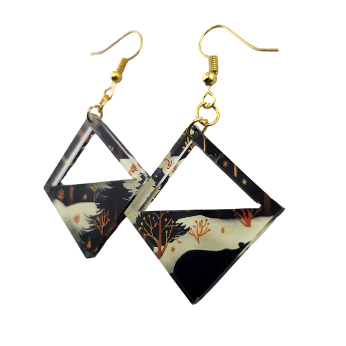 Hyper Triangle Winter Woods Earrings My Custom Designs