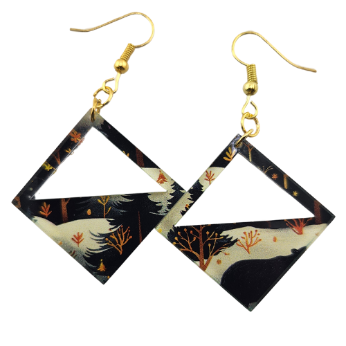 Hyper Triangle Winter Woods Earrings My Custom Designs