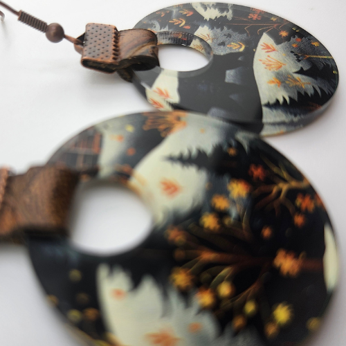 Coin Strap Leather Winter Woods Earrings My Custom Designs