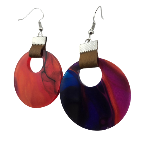 Coin Strap Leather Color Splash Earrings My Custom Designs