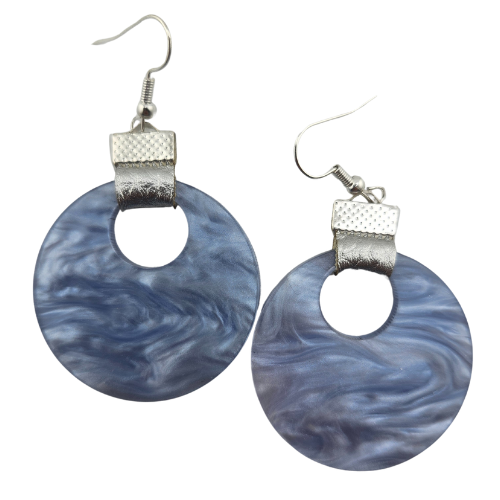 Coin Strap Leather Cloudy Blue Earrings My Custom Designs
