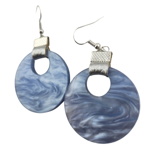 Coin Strap Leather Cloudy Blue Earrings My Custom Designs